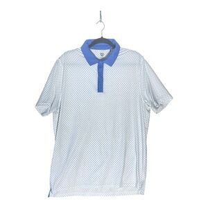 Graham Luxe Polo Shirt Mens Golf Performance Lightweight White Blue Size Large